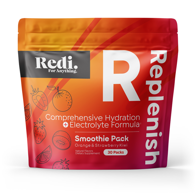 Redi Replenish sugar-free electrolyte powder, Smoothie Pack with Orange and Strawberry Kiwi, 30 sticks